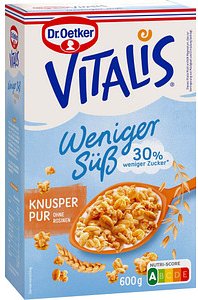 Dr. Oetker Vitalis Knusper Pur weniger süß Müsli 600,0 g