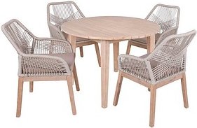 Garden Pleasure Sitzgruppe ARVADA/POMONA beige, natur Holz, 5-teilig