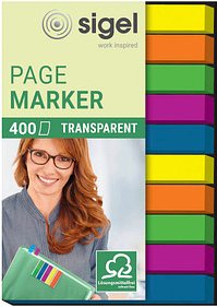 Thumbnail - SIGEL TRANSPARENT Haftmarker farbsortiert 10x 40 Streifen