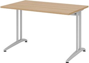 HAMMERBACHER BS12 Schreibtisch eiche rechteckig, C-Fuß-Gestell silber 120,0 x 80,0 cm
