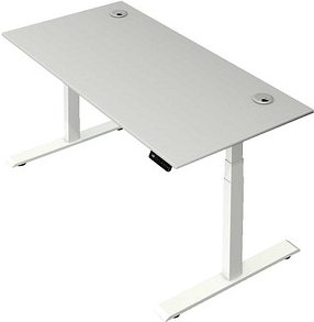 Thumbnail - Kerkmann Move 2 Plus elektrisch höhenverstellbarer Schreibtisch lichtgrau rechteckig, T-Fuß-Gestell weiß 160,0 x 80,0 cm