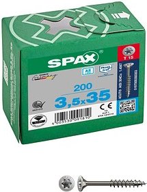 SPAX® Universalschrauben T15 Senkkopf Edelstahl A2 0197000350353 3,5 mm x 35 mm, 200 St.