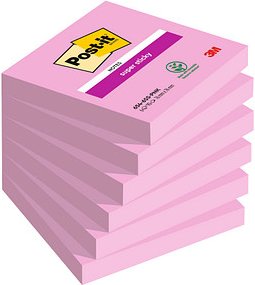 Post-it® Super Sticky Haftnotizen extrastark pink, 6 Blöcke