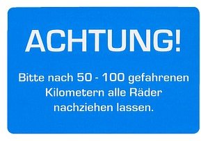 EICHNER Aufkleber ACHTUNG! Räder nachziehen lassen, blau/weiß, 250 St.