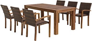 Thumbnail - Garden Pleasure Sitzgruppe TOPEKA, coffee Kunststoff, Holz, 7-teilig