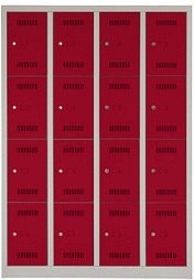 BISLEY Schließfachschrank MonoBloc ML11Q4 lichtgrau, kardinalrot ML11Q4506, 16 Schließfächer 118,3 x 50,0 x 170,0 cm
