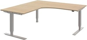 Thumbnail - röhr Techno elektrisch höhenverstellbarer Schreibtisch ahorn L-Form, C-Fuß-Gestell silber 180,0 x 80,0 cm