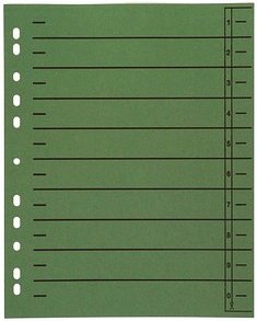 Wekre Trennblätter DIN A4 0-9 grün, 230 g/m², 100 Blatt