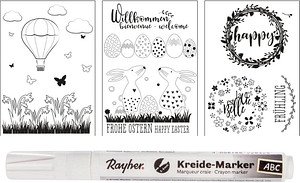 Rayher Fensterbilder Malvorlagen Frühling und Ostern weiß/schwarz