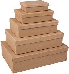 5 Rayher eckig Geschenkboxen-Set braun