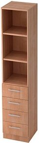 HAMMERBACHER Regalschrank Gradeo, V7600/N/N/RE nussbaum 40,6 x 42,0 x 200,4 cm, 1 St.
