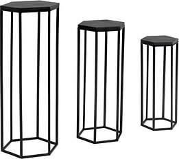 WOHNLING Beistelltische-Set Massivholz schwarz