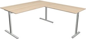 Thumbnail - Kerkmann Form 1 Schreibtisch ahorn rechteckig, T-Fuß-Gestell silber 160,0 x 80,0 cm