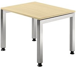 HAMMERBACHER JS08 höhenverstellbarer Schreibtisch ahorn rechteckig, 4-Fuß-Gestell silber 80,0 x 80,0 cm