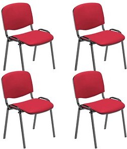 Thumbnail - Nowy Styl Besucherstühle Iso rot, schwarz Kunstleder, 4 St.