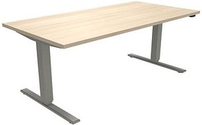 Thumbnail - fm fastline elektrisch höhenverstellbarer Schreibtisch akazie rechteckig, T-Fuß-Gestell silber 160,0 x 80,0 cm