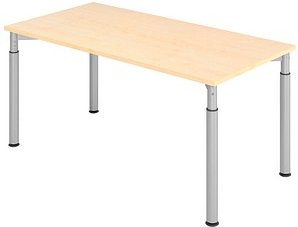 Thumbnail - HAMMERBACHER YS16 höhenverstellbarer Schreibtisch ahorn rechteckig, 4-Fuß-Gestell silber 160,0 x 80,0 cm