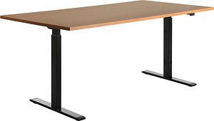 Topstar E-Table elektrisch höhenverstellbarer Schreibtisch buche rechteckig, T-Fuß-Gestell schwarz 180,0 x 80,0 cm