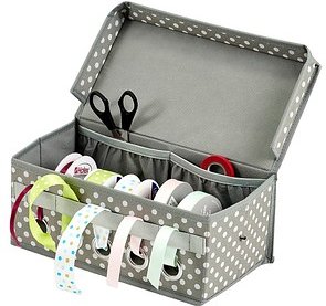 Thumbnail - Zeller Geschenkband-Organizer grau/weiß 29,0 x 15,0 x 12,0 cm