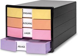Thumbnail - HAN Schubladenbox IMPULS gelb, orange, rosa, lila 1012-139D, DIN A4 mit 4 Schubladen, 1 St.