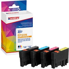 Thumbnail - edding EDD-407 schwarz, cyan, magenta, gelb Druckerpatronen kompatibel zu EPSON T0715, 4er-Set
