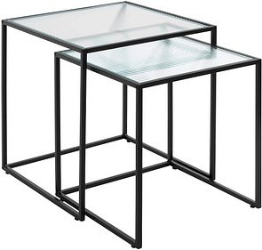 Thumbnail - HAKU Möbel Beistelltische-Set quadratisch Sicherheitsglas schwarz, 2 St.