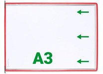 10 tarifold Sichttafeln mit 5 Aufsteckreitern DIN A3 quer rot, Öffnung seitlich
