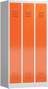 Thumbnail - ClassiX Spind feuerrot, lichtgrau X-510134, 3 Schließfächer 87,0 x 50,0 x 180,0 cm