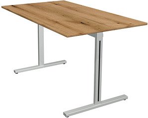 Kerkmann Form 1 Schreibtisch eiche rechteckig, T-Fuß-Gestell silber 140,0 x 80,0 cm