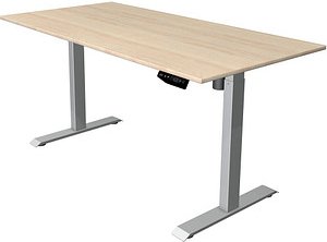 Thumbnail - Kerkmann Move 1 elektrisch höhenverstellbarer Schreibtisch ahorn rechteckig, T-Fuß-Gestell silber 160,0 x 80,0 cm