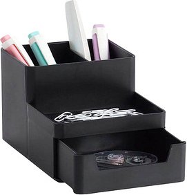 Thumbnail - Zeller Schreibtisch-Organizer Utensilien schwarz Kunststoff 4 Fächer 15,3 x 11,2 x 9,3 cm