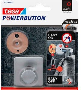 tesa Handtuchhaken Powerbutton Classic eckig silber, 1 St.