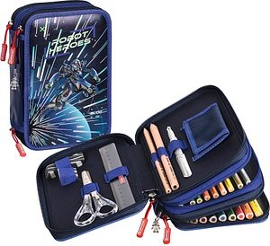 BRUNNEN Federmäppchen befüllt ROBOT HEROES Motiv 33-teilig, 13,5 x 19,0 cm