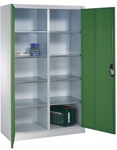 CP Stahlschrank 8931-311 S10126 lichtgrau, rededagrün 4 Fachböden 120,0 x 50,0 x 195,0 cm, aufgebaut, 1 St.