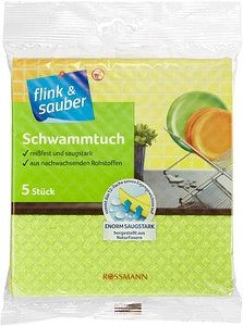 flink & sauber Schwammtücher Baumwolle 95 °C waschbar, 5 St.
