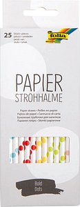 25 folia Strohhalme BOLD DOTS farbsortiert