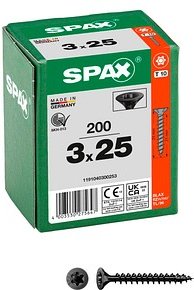 SPAX® Universalschrauben T10 Senkkopf BLAX 1191040300253 3 mm x 25 mm, 200 St.
