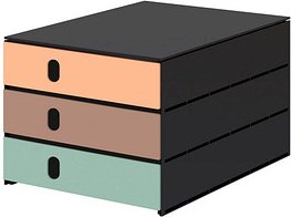 styro Schubladenbox styroval pro feelings Squirrel orange, braun, grün 14-8050.Sq, DIN A4 mit 3 Schubladen