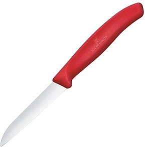 VICTORINOX Küchenmesser Swiss Classic silber, rot glänzend, poliert, Klinge: 8,0 cm, 1 St.