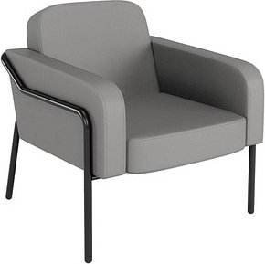 medso powered by PAPERFLOW Sessel MEDSO L Rund grau schwarz Kunstleder 75,0 x 74,3 x 73,6 cm, 1 St.