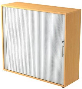 Thumbnail - HAMMERBACHER Rollladenschrank buche, silber 2 Fachböden 120,0 x 40,0 x 110,0 cm
