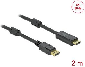 Thumbnail - DeLOCK DisplayPort 1.2/High Speed HDMI Kabel 4K 60 Hz 2,0 m schwarz, 1 St.