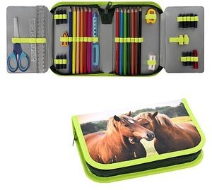 EBERHARD FABER Federmäppchen befüllt Pferde Motiv 42-teilig, 19,6 x 13,2 cm