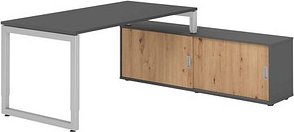 HAMMERBACHER RSE16SB höhenverstellbarer Schreibtisch grafit rechteckig, Kufen-Gestell silber 160,0 x 80,0 cm