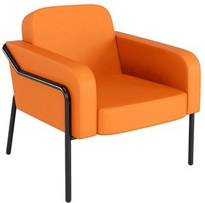 medso powered by PAPERFLOW Sessel MEDSO L Rund orange schwarz Kunstleder 75,0 x 74,3 x 73,6 cm, 1 St.