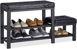 Thumbnail - relaxdays Schuhbank 10023312_46 schwarz Metall 90,5 cm