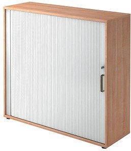 HAMMERBACHER 1733S Rollladenschrank nussbaum, silber 2 Fachböden 120,0 x 40,0 x 110,0 cm