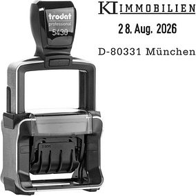 trodat Datumstempel mit Text individualisierbar 5430 selbstfärbend schwarz Logo möglich, 1 St. - Direkt online personal...