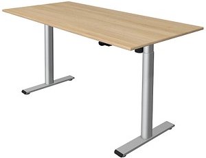 Kerkmann Move 1 base elektrisch höhenverstellbarer Schreibtisch eiche hell rechteckig, T-Fuß-Gestell silber 160,0 x 80,0...