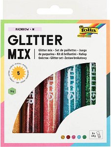 folia Puler Glitter-Rainbow Glitzer farbsortiert 5x 14,0 g, 5 St.